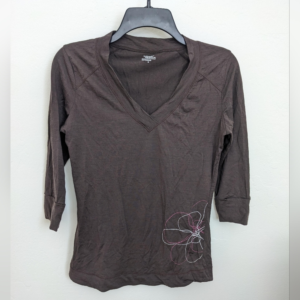 Icebreaker 100% Pure Merino Wool Top Superfine Ultra Lite 3/4 Sleeve Tee Size M